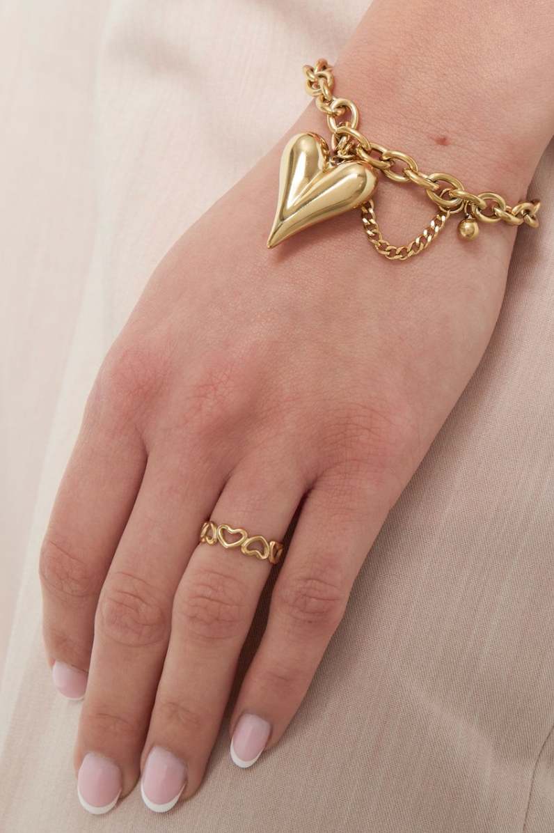 Linked Hearts Ring – Goud
