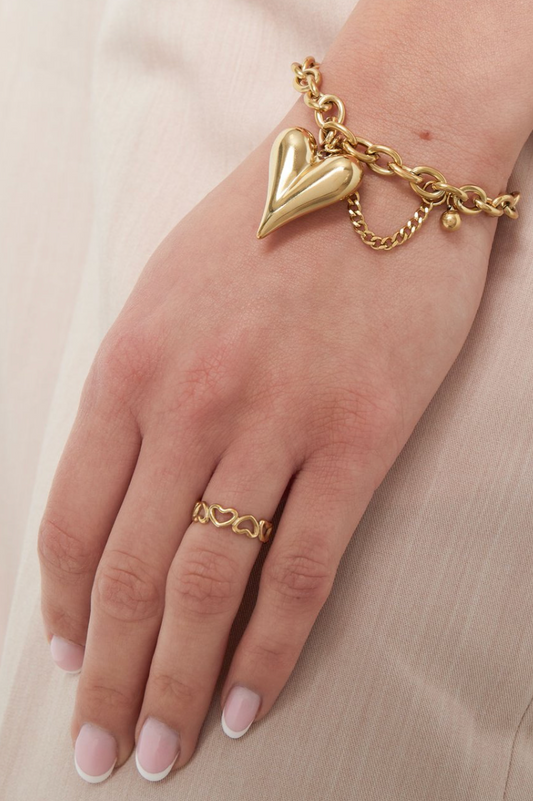 Linked Hearts Ring – Goud