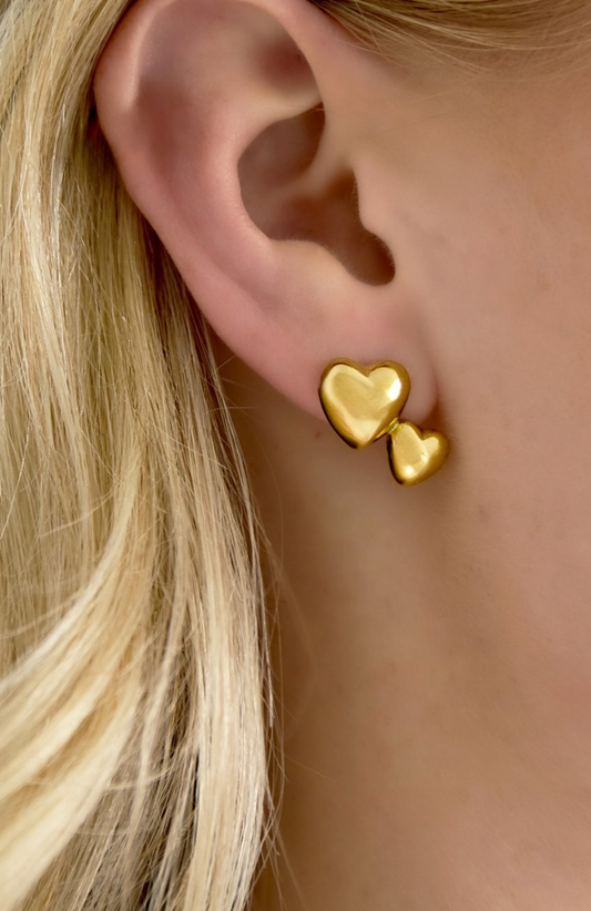 Double Heart Oorbellen – Goud