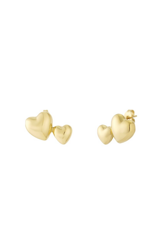 Double Heart Oorbellen – Goud
