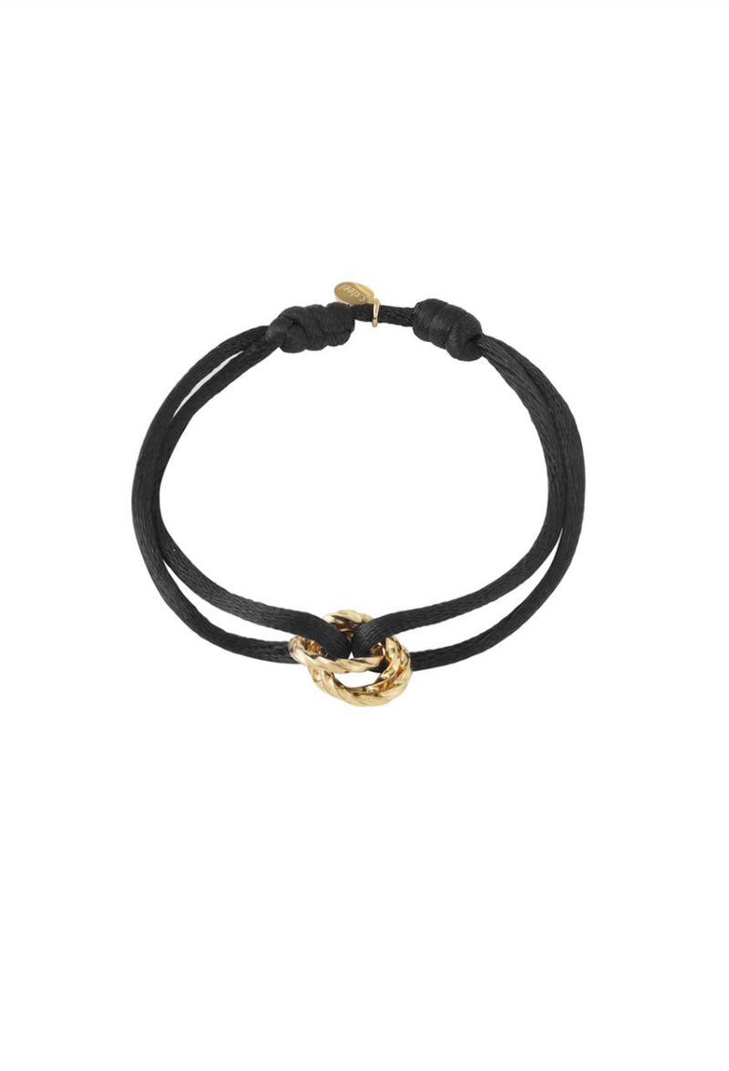Golden Knot Armband – Zwart Koord